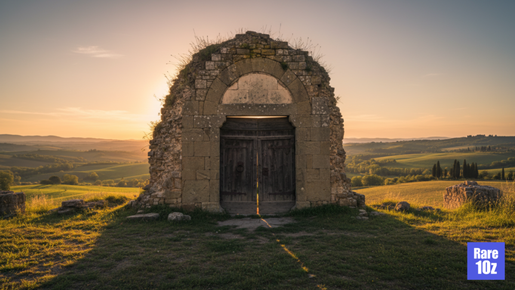 The Door of the Holy Trinity Church Ruins, Italy